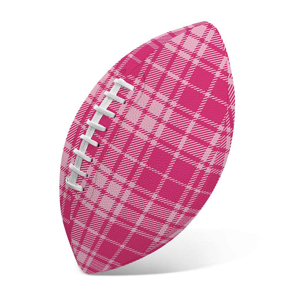 Pink Tartan Pattern Print Rugby Ball