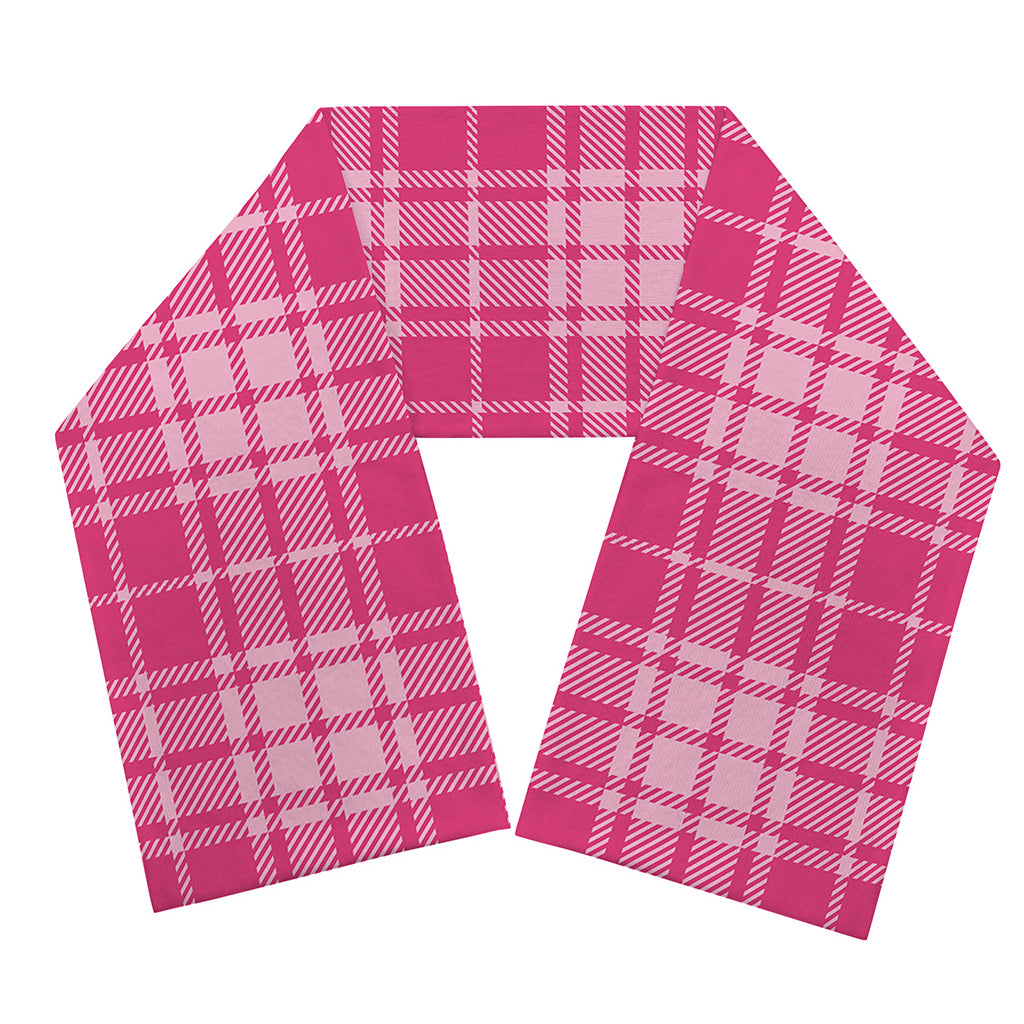Pink Tartan Pattern Print Scarf