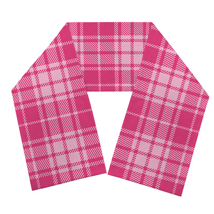 Pink Tartan Pattern Print Scarf