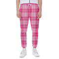 Pink Tartan Pattern Print Joggers