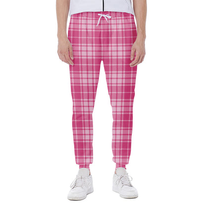 Pink Tartan Pattern Print Scuba Joggers