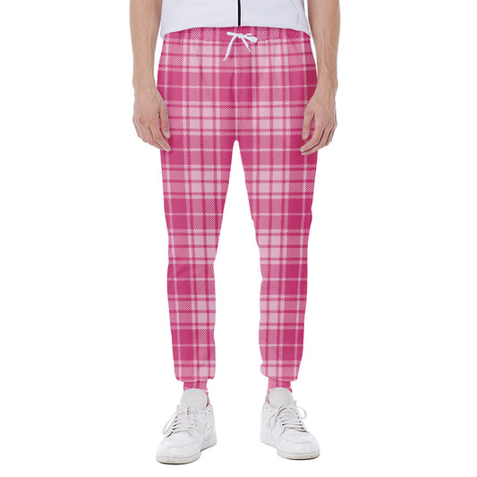 Pink Tartan Pattern Print Scuba Joggers