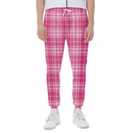 Pink Tartan Pattern Print Scuba Joggers