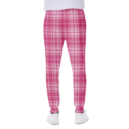 Pink Tartan Pattern Print Scuba Joggers