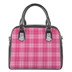 Pink Tartan Pattern Print Shoulder Handbag