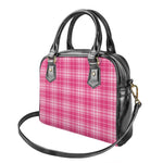 Pink Tartan Pattern Print Shoulder Handbag