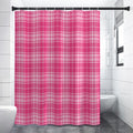 Pink Tartan Pattern Print Shower Curtain