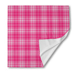 Pink Tartan Pattern Print Silk Bandana