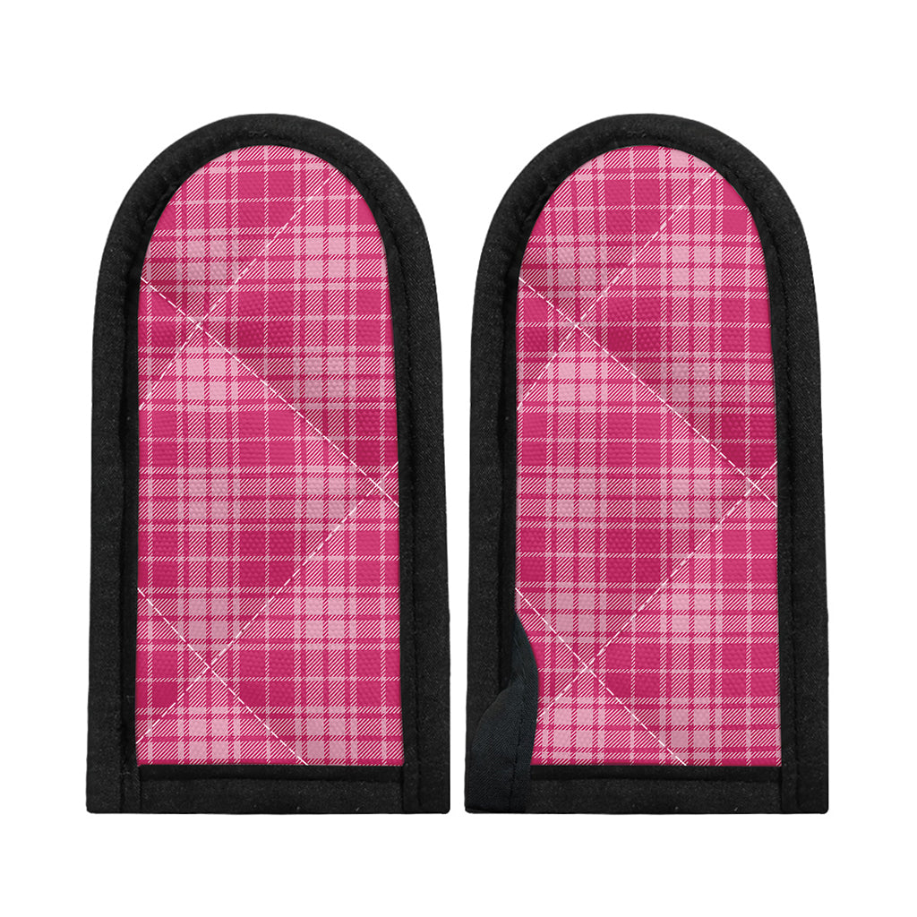 Pink Tartan Pattern Print Skillet Handle Cover