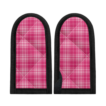 Pink Tartan Pattern Print Skillet Handle Cover