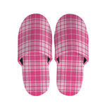 Pink Tartan Pattern Print Slippers