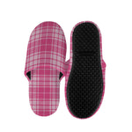 Pink Tartan Pattern Print Slippers