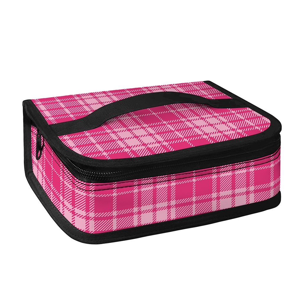 Pink Tartan Pattern Print Small Lunch Bag