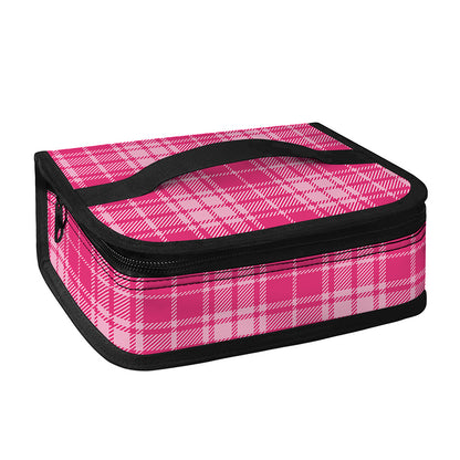 Pink Tartan Pattern Print Small Lunch Bag