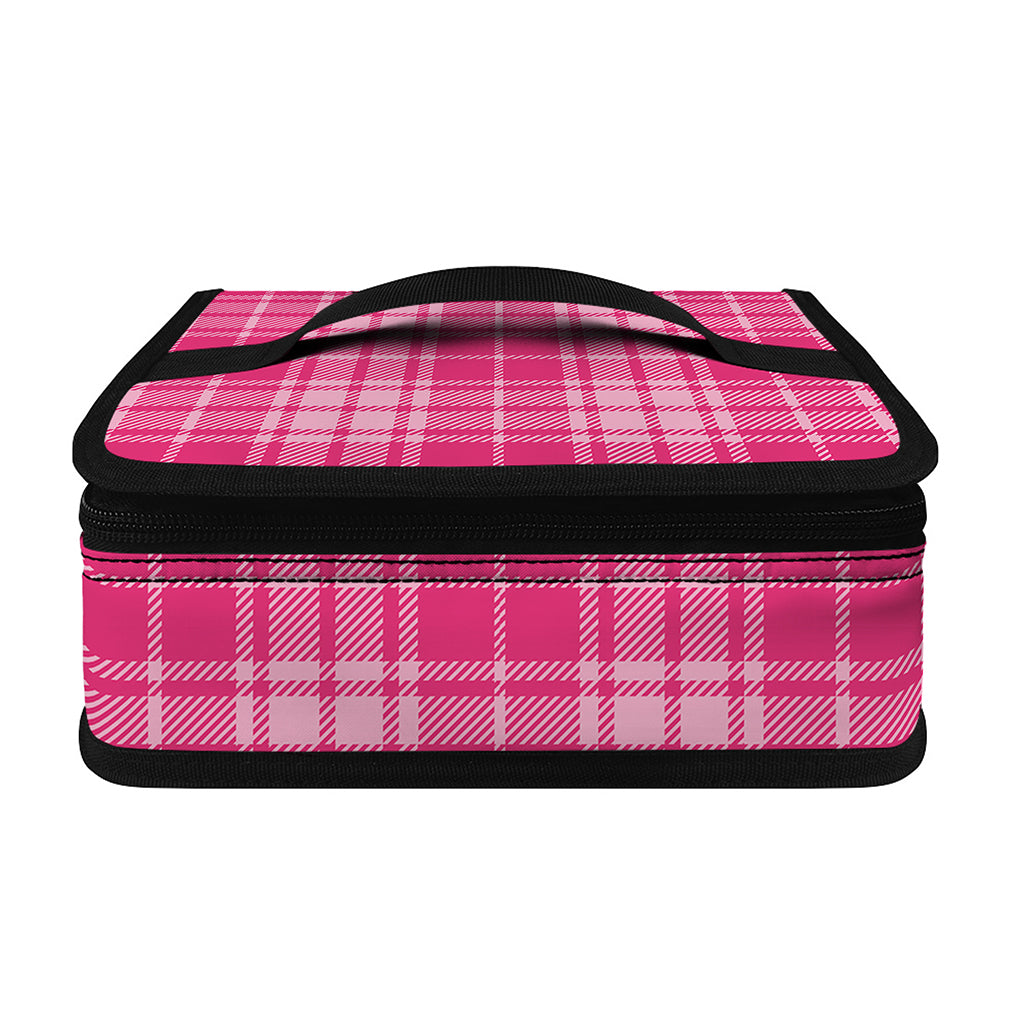 Pink Tartan Pattern Print Small Lunch Bag
