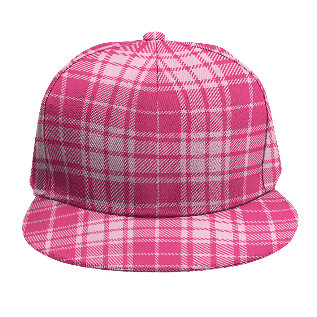 Pink Tartan Pattern Print Snapback Cap