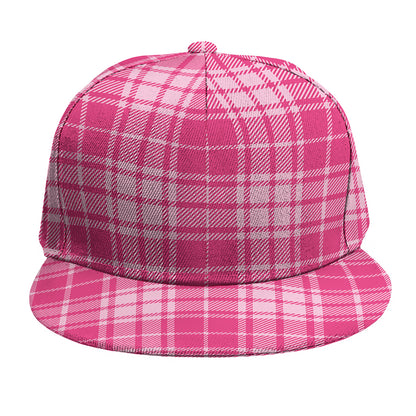 Pink Tartan Pattern Print Snapback Cap