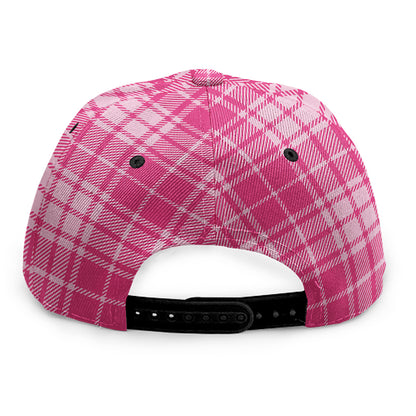 Pink Tartan Pattern Print Snapback Cap