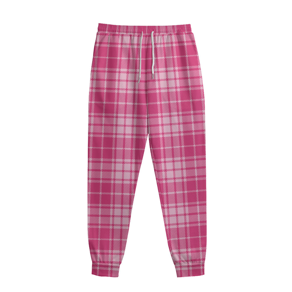 Pink Tartan Pattern Print Sweatpants