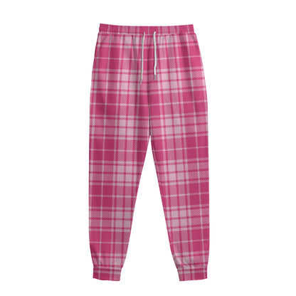 Pink Tartan Pattern Print Sweatpants