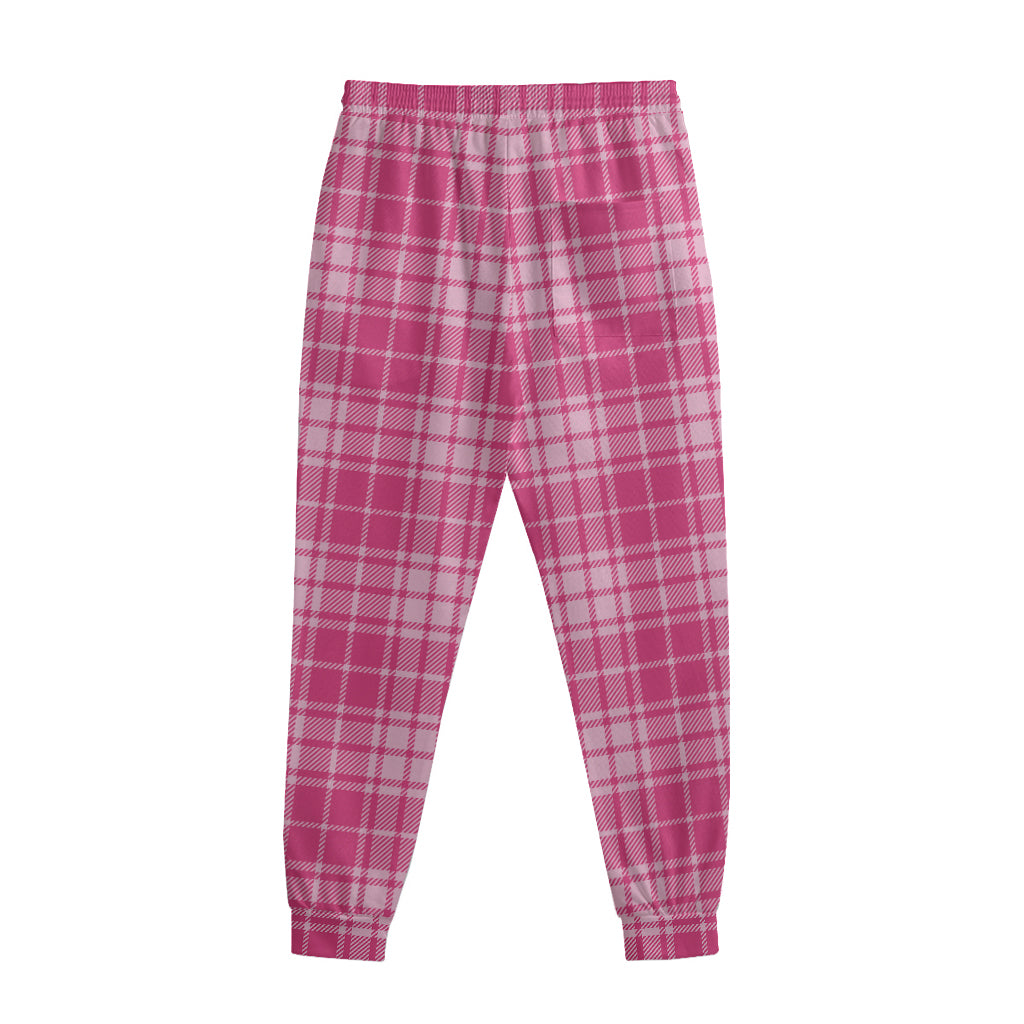 Pink Tartan Pattern Print Sweatpants