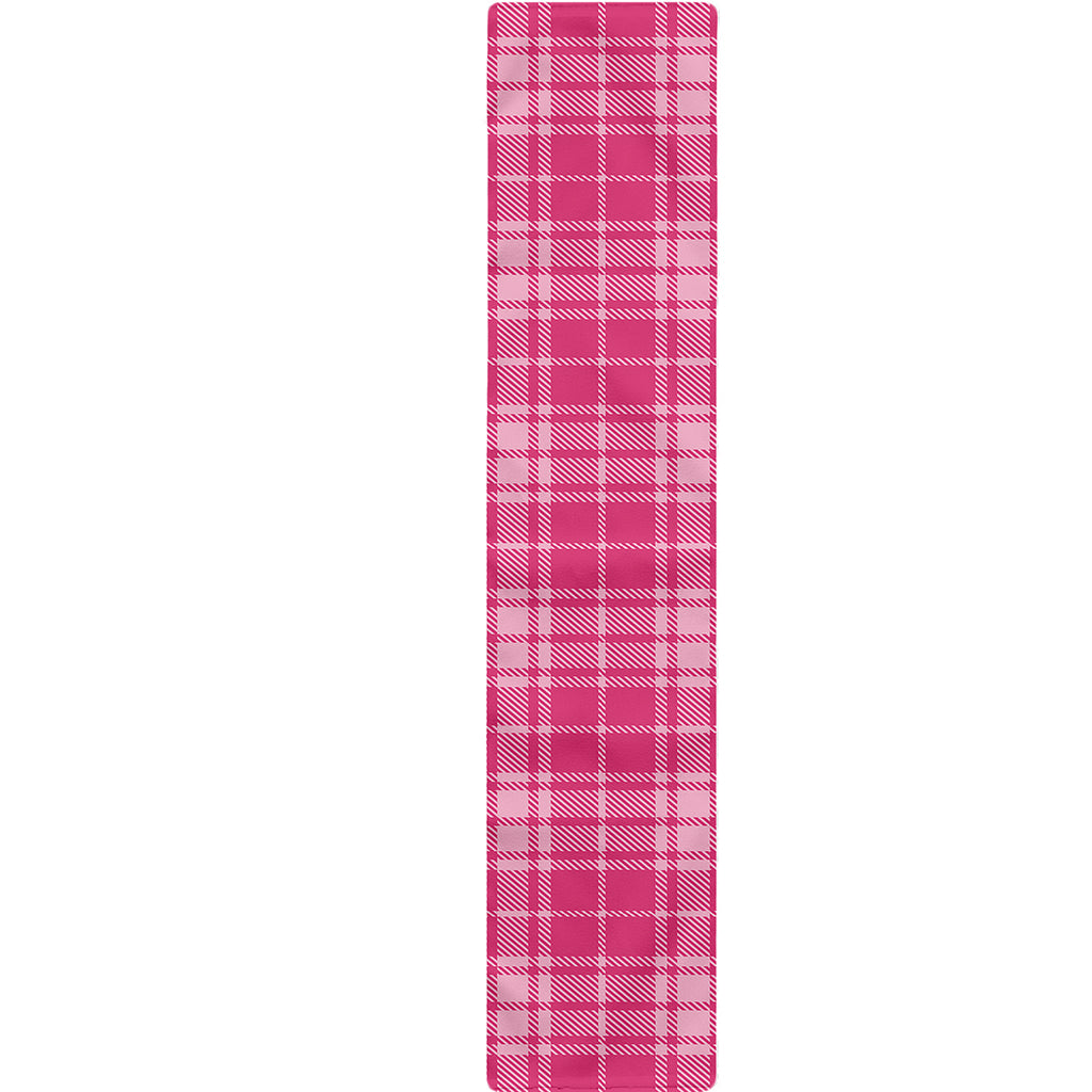 Pink Tartan Pattern Print Table Runner