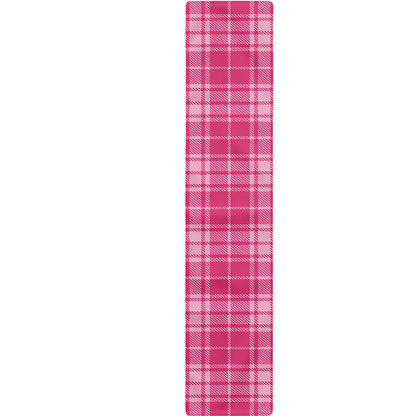 Pink Tartan Pattern Print Table Runner