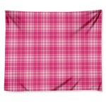 Pink Tartan Pattern Print Tapestry