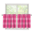 Pink Tartan Pattern Print Tier Curtains