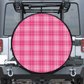 Pink Tartan Pattern Print Tire Cover