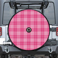 Pink Tartan Pattern Print Tire Cover With Camera Hole