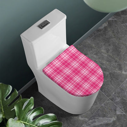 Pink Tartan Pattern Print Toilet Lid Cover