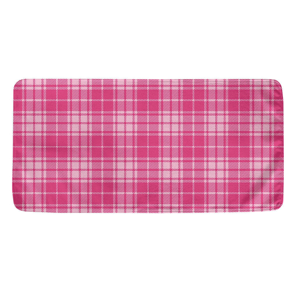 Pink Tartan Pattern Print Towel