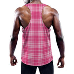 Pink Tartan Pattern Print Training Tank Top
