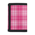 Pink Tartan Pattern Print Trifold Wallet