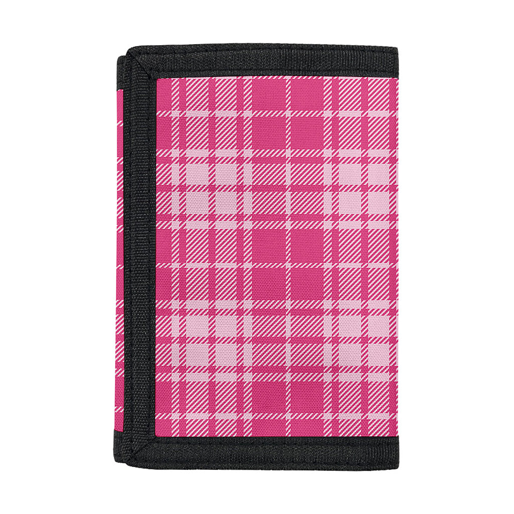 Pink Tartan Pattern Print Trifold Wallet