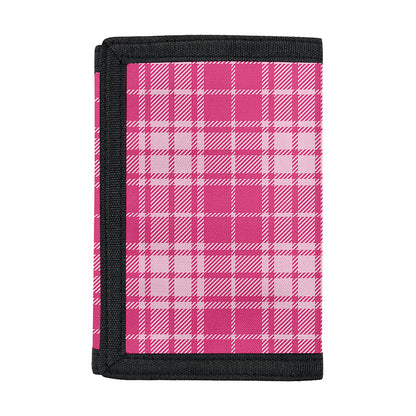 Pink Tartan Pattern Print Trifold Wallet