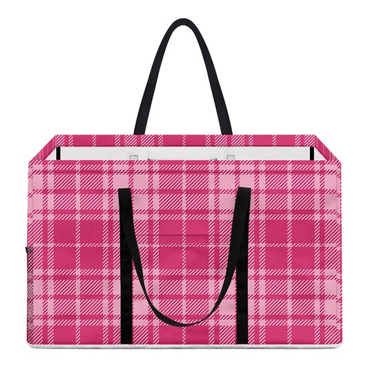 Pink Tartan Pattern Print Utility Tote Bag