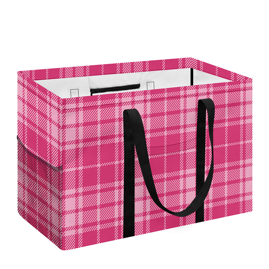 Pink Tartan Pattern Print Utility Tote Bag