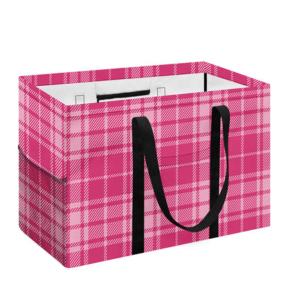 Pink Tartan Pattern Print Utility Tote Bag