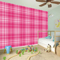 Pink Tartan Pattern Print Wall Sticker