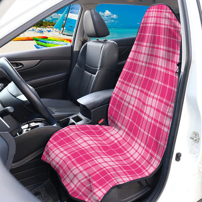 Pink Tartan Pattern Print Waterproof Car Seat Cover