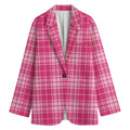 Pink Tartan Pattern Print Women's Blazer