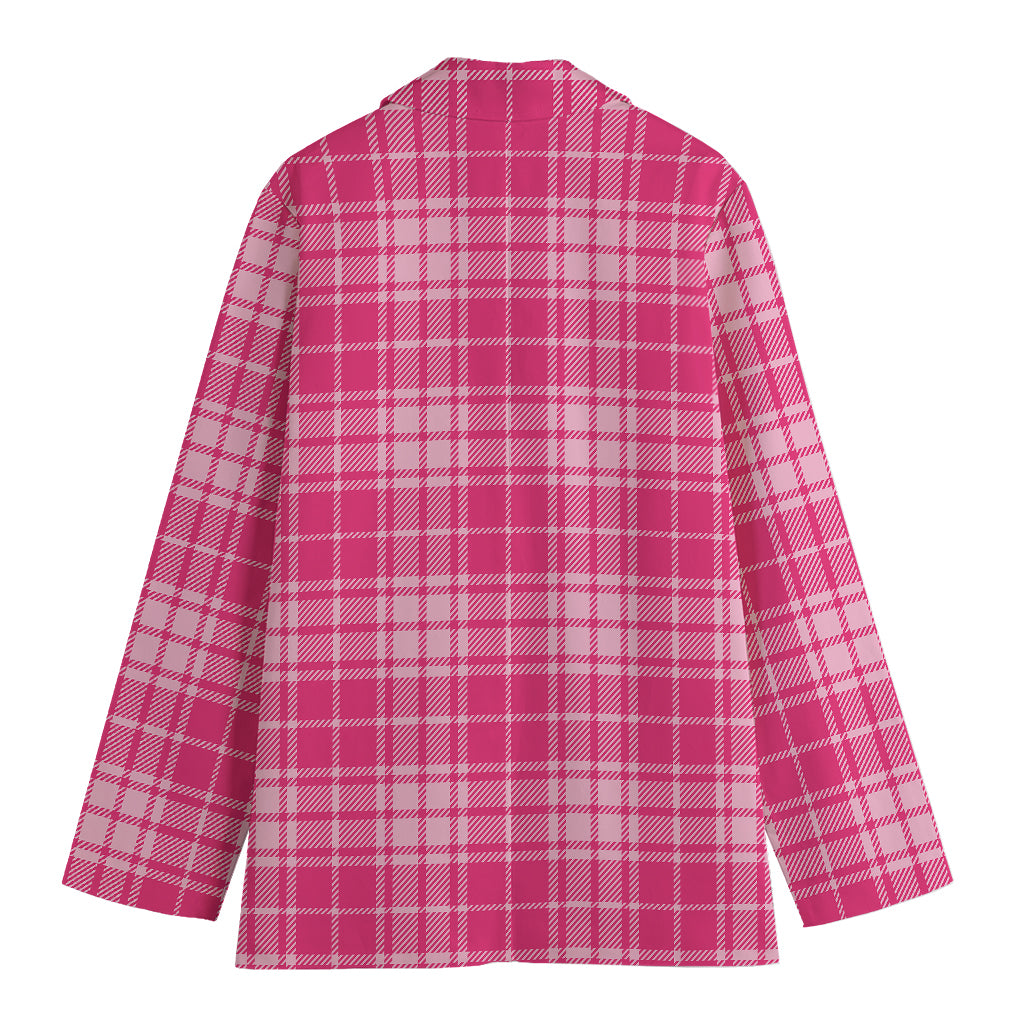 Pink Tartan Pattern Print Women's Blazer