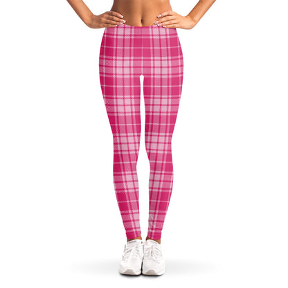 Pink Tartan Pattern Print Women's Leggings