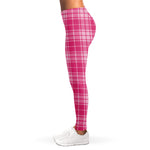 Pink Tartan Pattern Print Women's Leggings