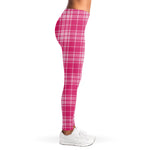 Pink Tartan Pattern Print Women's Leggings