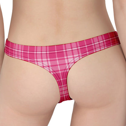 Pink Tartan Pattern Print Women's Thong