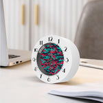 Pink Teal And Black Camouflage Print Alarm Clock