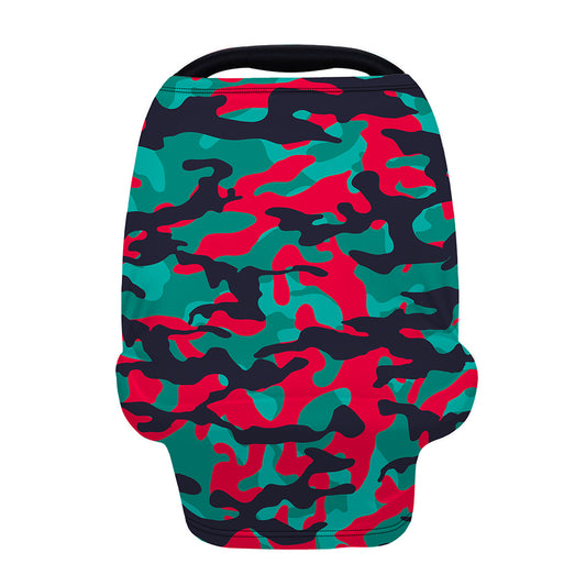 Pink Teal And Black Camouflage Print Baby Seat Cover